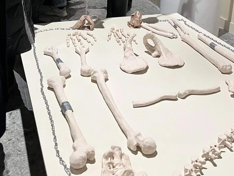 Crash Toon Network, 2023 — skeleton sculpture at the vernissage