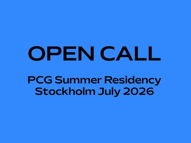 Open call slide: PCG Summer Residency Stockholm July 2026