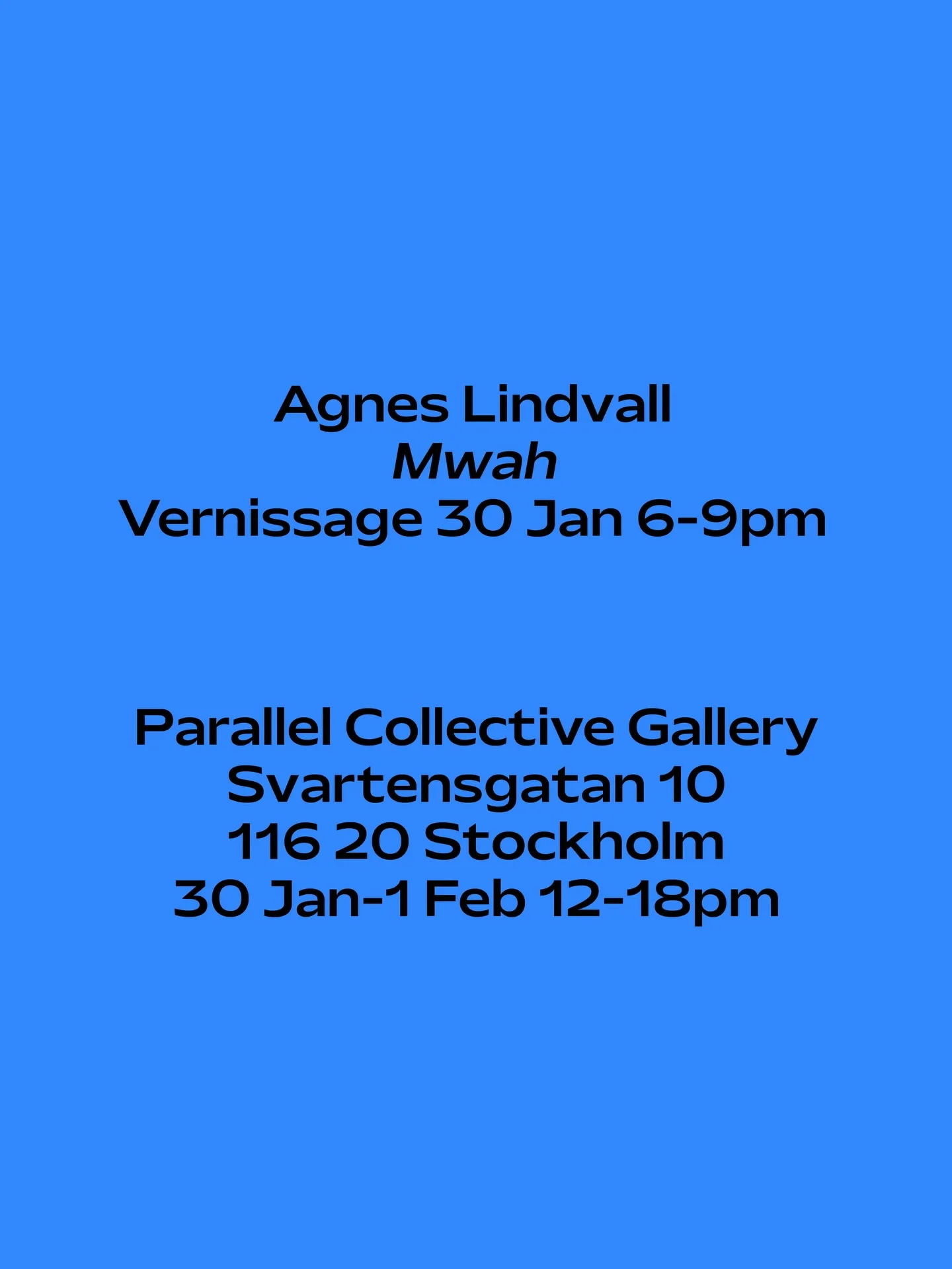 Announcement poster for Mwah by Agnes Lindvall