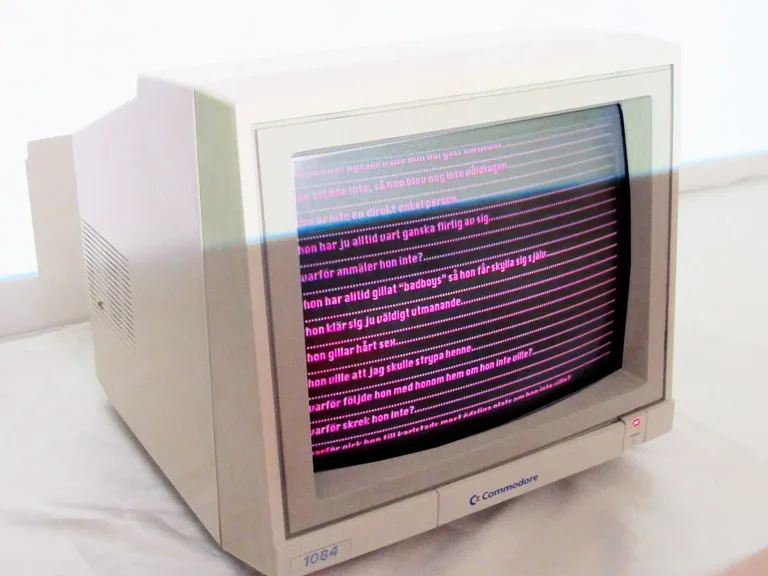 Text TV video installation with collected authentic comments
