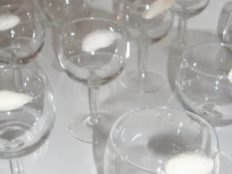 Vernissage of Caterpillar Girl Diaries with cocoon-garnished drinks